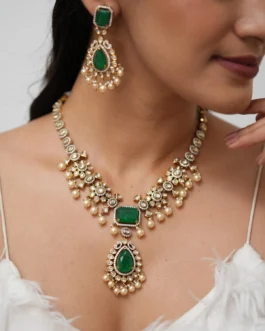 Janaya Moissanite Polki Indian Necklace Set